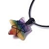 Adjustable Natural Mixed Stone Star Pendant Necklace NJEW-B086-03M-4