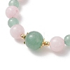 Adjustable Natural Rose Quartz and Green Aventurine Beaded Bracelets BJEW-JB13032-3