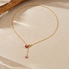 304 Stainless Steel Ruby Rhinestone Heart Lariat Necklaces WGB7D9D-01-3