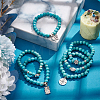 6Pcs 6 Style Synthetic Turquoise Round Beaded Stretch Bracelets Set BJEW-AN0001-20-7