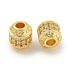 Rack Plating Brass Micro Pave Clear Cubic Zirconia Beads KK-L215-309G-2