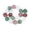 Natural Strawberry Quartz & Rainbow Moonstone & Green Aventurine Beads Strands G-T144-17A-02-2