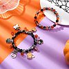 2Pcs Spray Painted Crackle Glass Round Beads Stretch Bracelets BJEW-JB12484-02-2