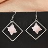 Rhombus Brass Dangle Earrings EJEW-D360-01P-02-1