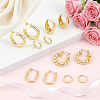 6 Pairs Brass Hoop Earring & Stud Earring Sets EJEW-UN0005-41-2