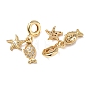 Ocean Brass Micro Pave Clear Cubic Zirconia European Dangle Charms KK-H278-03G-07-2