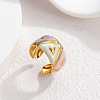304 Stainless Steel Enamel Cuff Open Rings WG35DFF-07-1