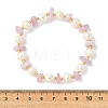 Natural Kunzite Chips & Round Cultured Freshwater Pearl Beaded Bracelets for Women BJEW-JB14004-4