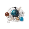 4Pcs 4 Colors Natural Tiger Eye(Dyed/Undyed) Copper Wire Wrapped Planet Pendants PALLOY-TA00180-5
