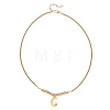 Electroplate Glass Faceted Rondelle Beaded Alloy Pendant 304 Stainless Steel Curb Chain Necklaces for Women NJEW-JN05764-02-4