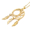 Woven Net/Web with Feather 304 Stainless Steel Pendant Necklaces for Women NJEW-G087-09G-2