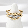 Brass Micro Pave Clear Cubic Zirconia Open Cuff Rings for Women RJEW-A059-02G-5