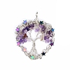 Metal Wired Natural Amethyst Pendants PW-WG833F6-01-1