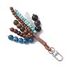 Natural Silver Obsidian & Quartz Crystal & Apatite & Synthetic Green Turquoise Round Beads Pendant Decorations HJEW-TA00468-3