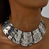 Vintage Boho Alloy & Iron Textured Trapezoid Bib Necklaces for Women WG7697B-01-1