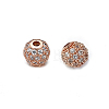 Round Brass Micro Pave Cubic Zirconia Beads ZIRC-N016-01RG-6MM-1