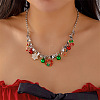 Alloy Rhinestone with Enamel & Plastic Christmas Pendant Bib Necklaces FS-WG99102-11-1