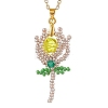 Glass Seed Beaded Flower Pendant Necklaces NJEW-MZ00080-02-2