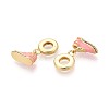 Brass Micro Pave Clear Cubic Zirconia and Enamel European Dangle Charms KK-T079-69G-2