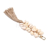 Natural Shell & Jute Cord Tassels Pendant Decoration HJEW-JM03149-3
