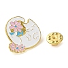 Cartoon Yoga Cat & Flower Enamel Pins JEWB-E030-01G-05-3