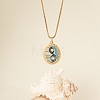 304 Stainless Steel Enamel Evil Eye Pendant Necklaces for Women WGBA65F-05-1