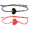 2Pcs Handwoven Polyester Heart Braided String Bracelets DI4678-5