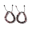 10mm Round Natural Rhodonite Braided Bead Bracelets BJEW-C067-01C-13-1