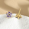 Brass Micro Pave Cubic Zirconia Stud Earrings EJEW-R016-26G-12-3