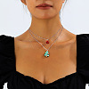 Christmas Iron & Alloy & Resin Bell Pendant Double Layer Necklaces FS-WGA1E78-02-2
