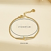 Korean Style 201 Stainless Steel Crystal Rhinestone Double Letter L Link Bracelets for Women NJ2607-2