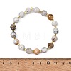Natural Dendritic Opal & Brass Spacer Beads Beaded Stretch Bracelets for Women BJEW-JB14072-4