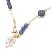 Natural Lapis Lazuli Round and Nuggets Lariat Necklaces NJEW-JN05727-5