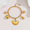 Ocean 304 Stainless Steel & Synthetic Turquoise Charm Cable Chain Bracelets for Women WGC36C0-03-1