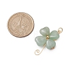 Natural Green Aventurine Copper Wire Wrapped Shamrock Pendants PALLOY-JF02972-01-2