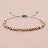 Glass & Brass Round Beads Braided Bead Bracelets RD6595-14-1