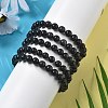 Natural Obsidian Stretch Beaded Bracelets G-A185-01A-5