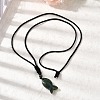 Natural Moss Agate Fish Pendant Black Nylon Cord Necklaces NJEW-G185-01F-3