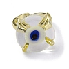 Lampwork Evil Eye Open Cuff Ring RJEW-M147-01LG-06-3