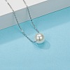 Elegant Stainless Steel 12mm Round Shell Pearl Bead Pendant Necklaces for Daily Wear DW4894-2-1