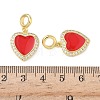 Brass Micro Pave Clear Cubic Zirconia Heart European Dangle Charms KK-L256-21G-3