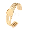 304 Stainless Steel Multi-strand Cuff Bracelet Blanks with Flat Round Bezel Settings SA-CBA4160-01B-G-1