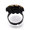 Adjustable Flower Alloy & Iron Rhinestone Bezel Cup Ring Base with Rotatable Tray MAK-T012-03AB-3