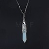 Opalite Six-Sided Prism Healing Dowsing Pendulum Pendant Iron Cable Chain Necklaces for Divination HM5691-1-1