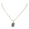 Natural Paua Shell Rectangle Heart Pendant 304 Stainless Steel Satellite Chain Necklaces for Women NJEW-JN06186-3