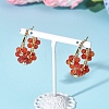 Flower Brass & Natural Carnelian Hoop Earrings EJEW-TA00781-01-1