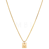 1Pc Stainless Steel Letter Rectangle Pendant Necklaces NJEW-LP0001-34V-G-1