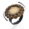Adjustable Flower Alloy & Iron Bezel Cup Ring Base with Rotatable Tray MAK-T012-06B-4