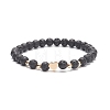 9Pcs 9 Style Bear & Cross & Moon & Crown & Heart & Butterfly Brass Beaded Stretch Bracelets Set BJEW-JB08905-3