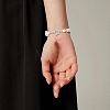 Natural Rose Quartz Heart Beaded Bracelet with Alloy Flower Clasps for Women BJEW-TA00248-6